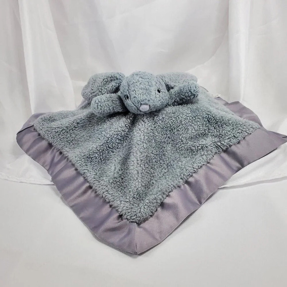 Apricot Lamb Bunny Security Baby Lovey Dark Gray Plush 12" Satin Edges Blanket - Picture 1 of 7